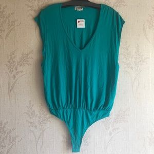 Free people sleeves body suit turquoise sz M